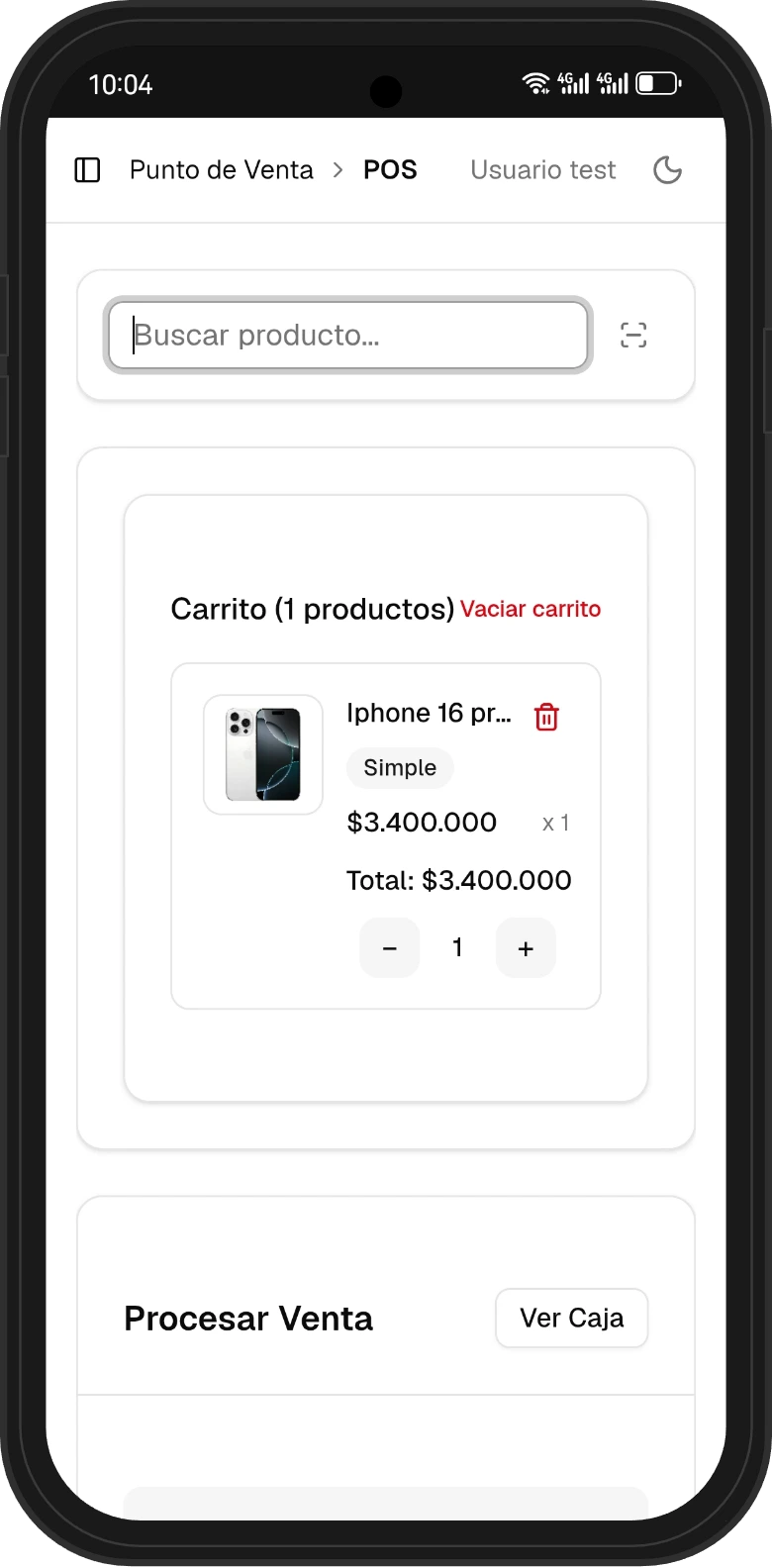 Punto de venta móvil del sistema POS nuxo