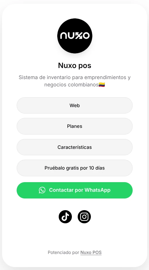 Tarjeta digital para negocios en Colombia nuxo POS