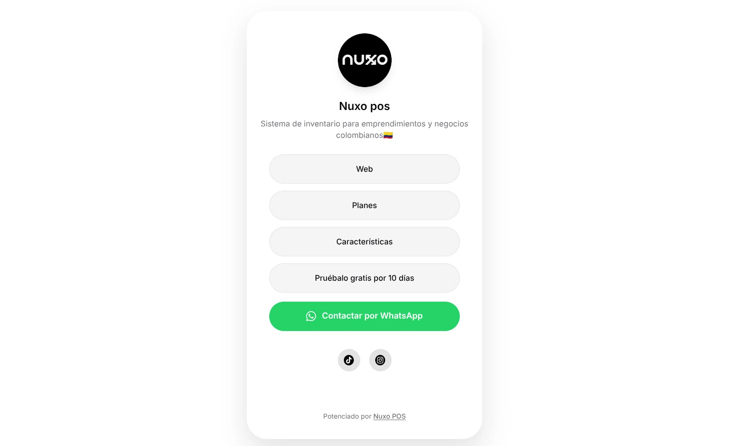 Tarjeta digital para negocios en Colombia nuxo POS